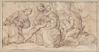 K 013
<br/>
Madonna en Kind met Johannes, Hieronymus en een heilige monnik
<br/>
<em>Campagnola, Domenico (1482/1500-1564)</em>